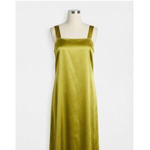 Vera Wang Vintage Y2K Satin Slip Dress Green Sz 8 Fairycore Whimsigoth